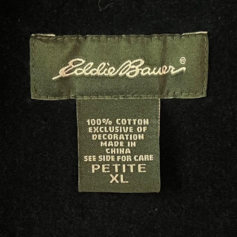 Eddie Bauer Black Cotton Velvet Button Down Long Sleeve Stretch Shirt Petite XL - Picture 6 of 8
